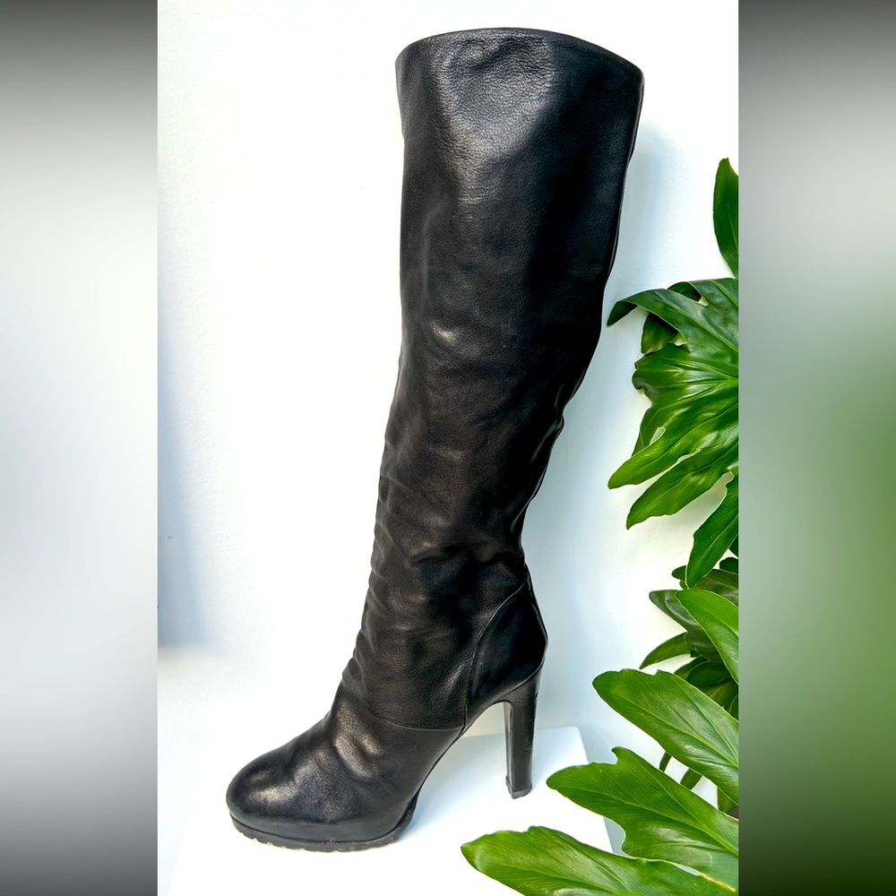 Yves Saint Laurent black knee high boots size 8